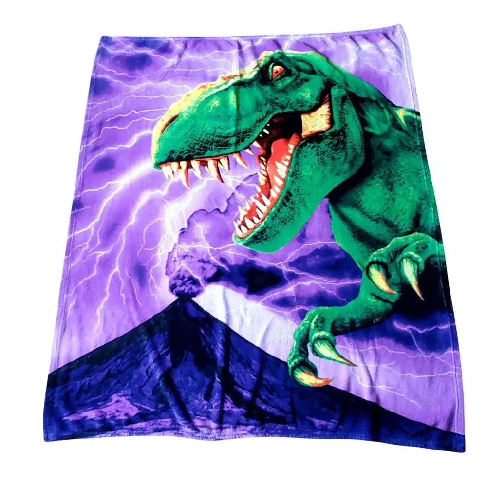 Dinosaur Volcano Soft Blanket Flannel 56